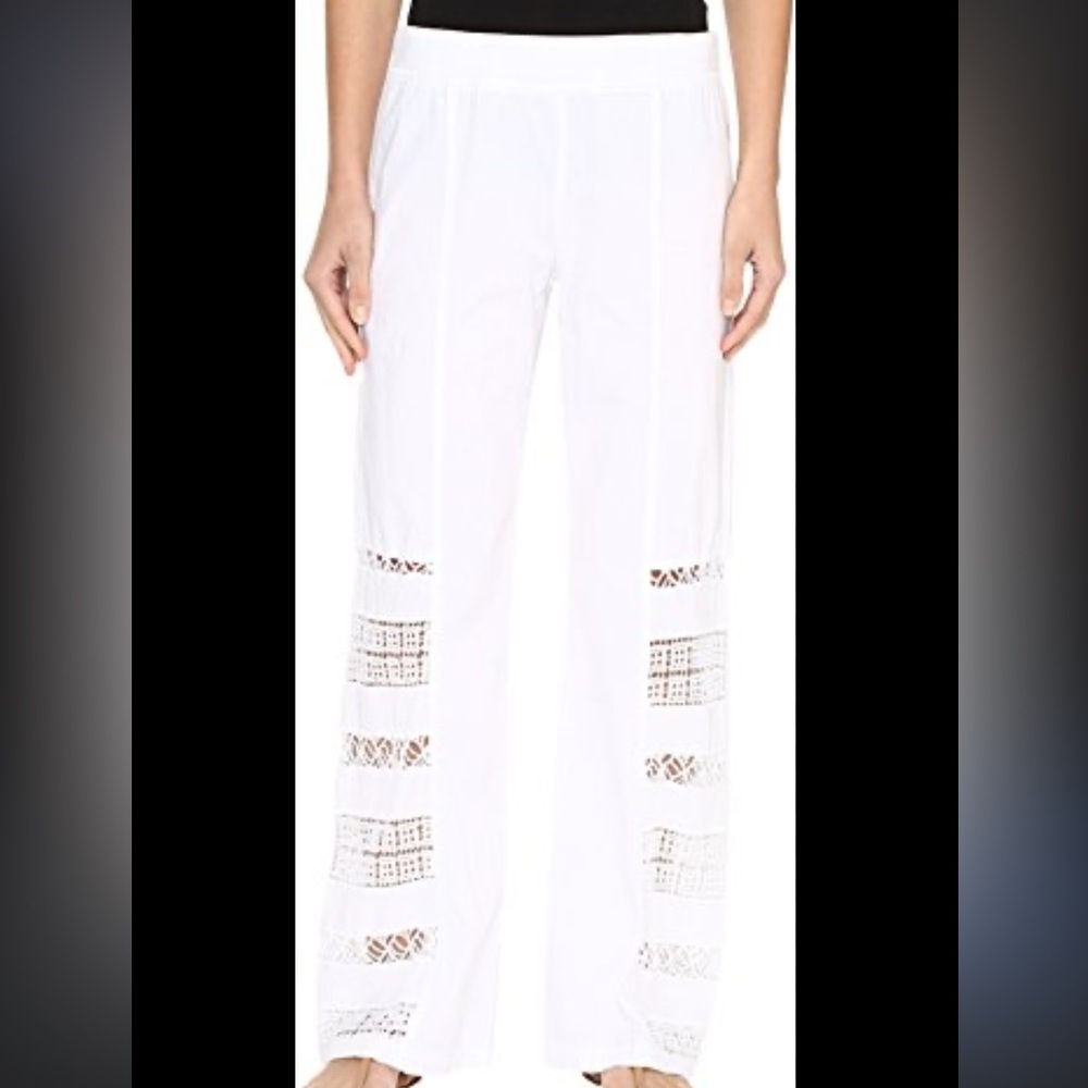 XCVI Mindset Mei Tan Wide Leg Lace Insert Pants M Pull On - Picture 2 of 8